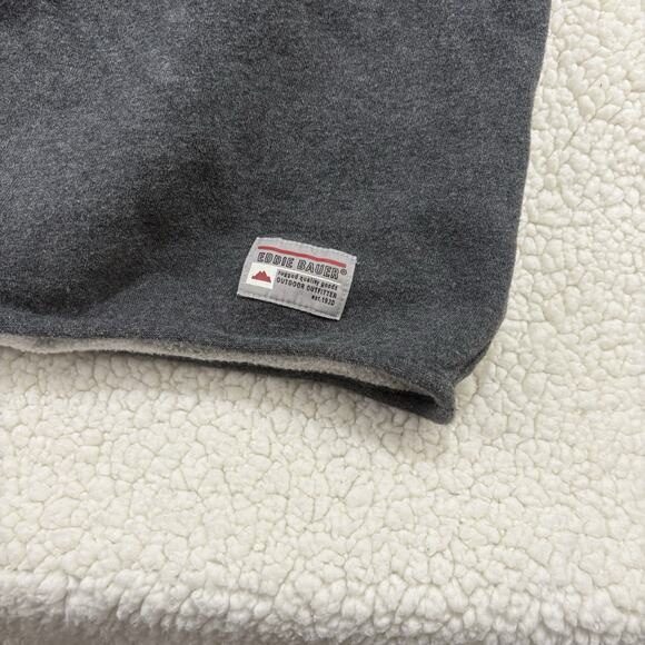 Vintage Eddie Bauer High Neck Sweatshirt Mens M Grey Red Stripe Pullover Y2K - Picture 2 of 7